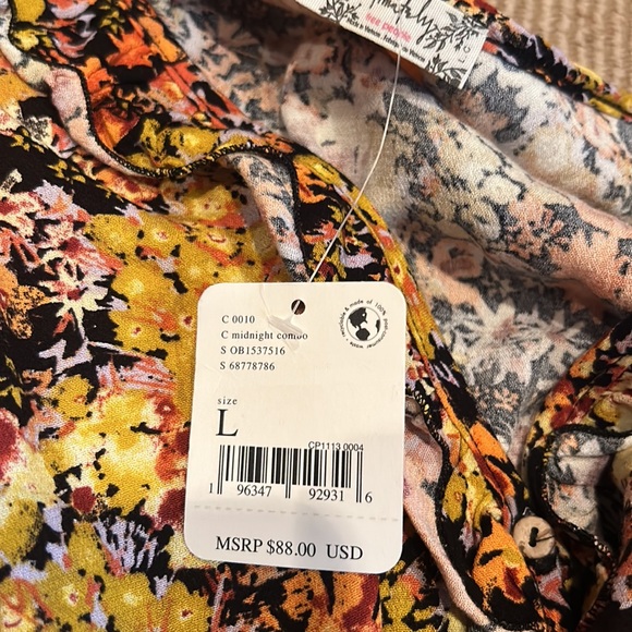 NWT FREE PEOPLE heat wave floral fall bodysuit in midnight combo size small - Picture 10 of 11